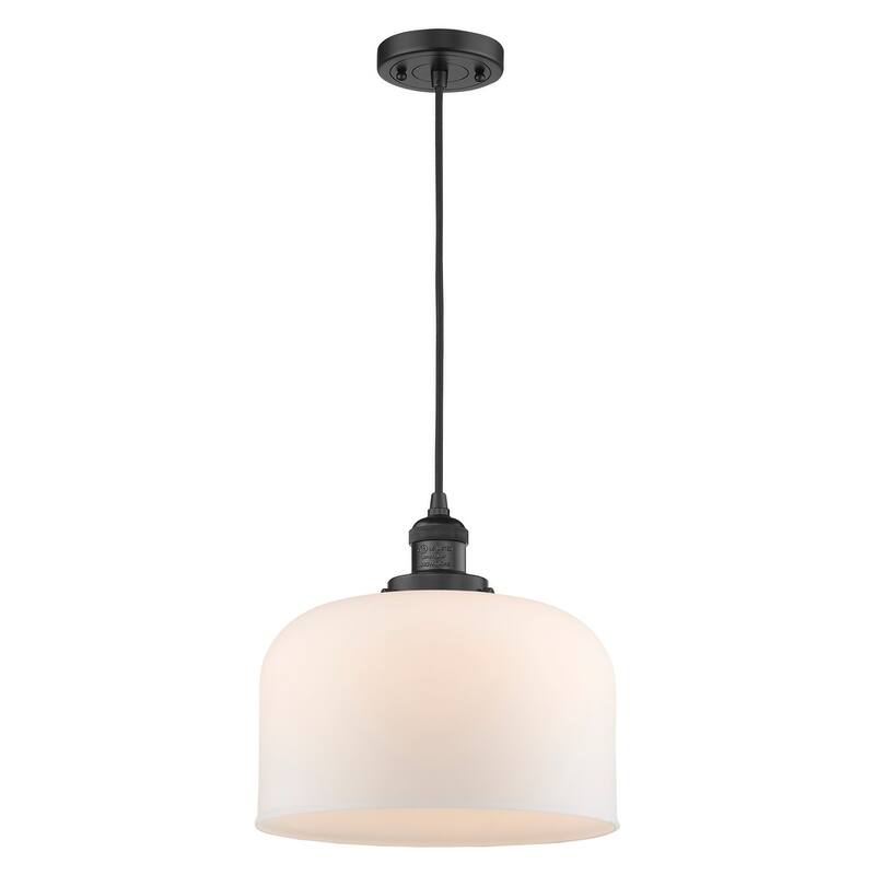 Innovations Lighting X-Large Bell Single Light 12" Wide Pendant - Matte Black / Matte White Cased