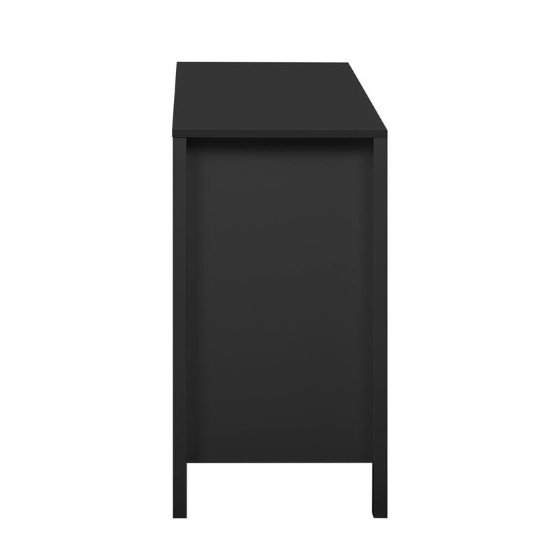 Modern Wave-Design Entryway Cabinet with 3 Adjustable Shelves ,2Doors, Storage Console Table with3 Drawers