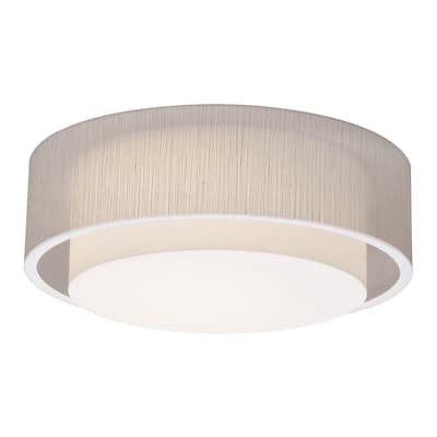 Sanibel 16-inch White LED Flush Mount, Jute Shade