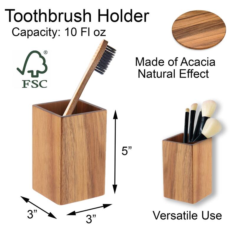 Acacia Wood Bathroom Accessory Set Collection