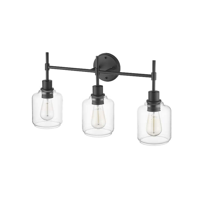Millennium Lighting Asheville Bathroom Vanity Fixture in Matte Black with Clear Glass Shades