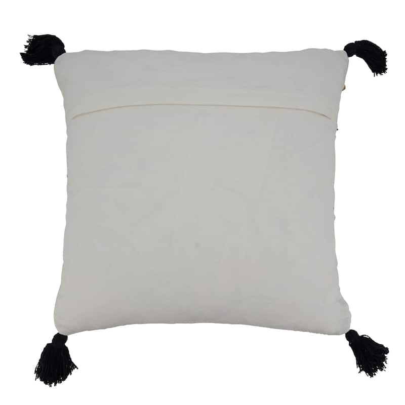 Striped Pillow With Tassel Corners Design
