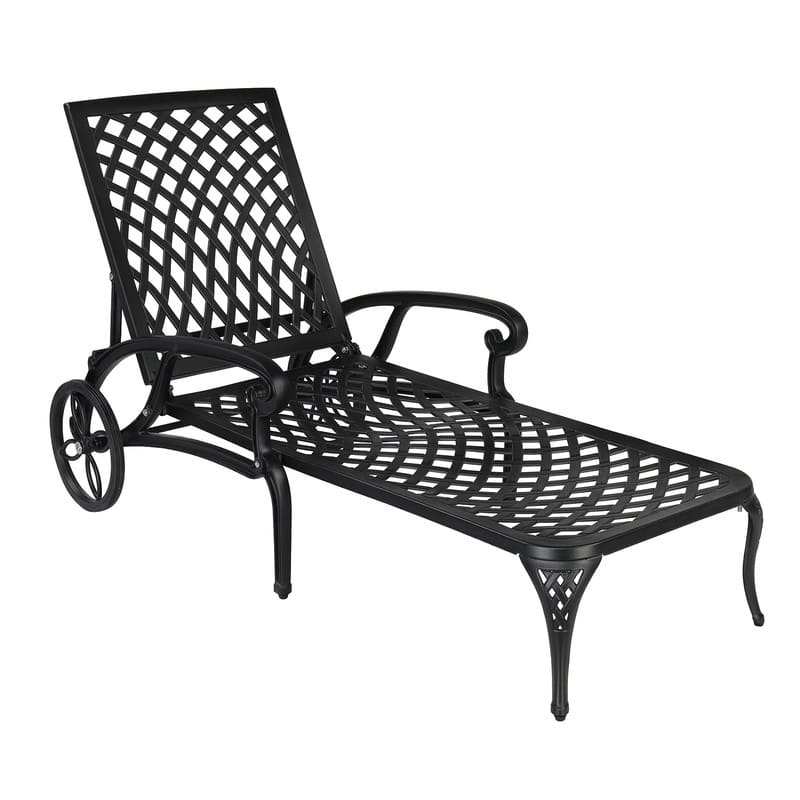 Metal Adjustable Outdoor Chaise Lounge - Black