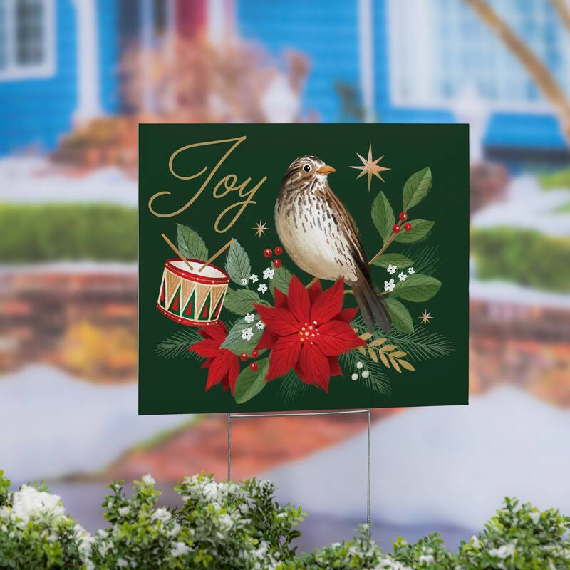 Bird and Drum Joy Yard Sign - 24" x 18" - Multicolor