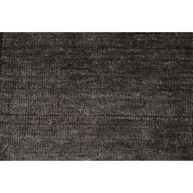 Hand Knotted Oriental 100% Wool Carpet Modern Solid Greys & Charcoal Gabbeh Runner Rug - 5' 0'' X 2' 0''