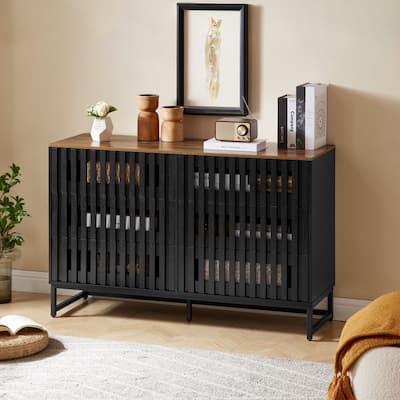 6 Drawer Dresser for Bedroom, Modern Style Dresser with Slatted Grille Striped Drawer