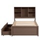 preview thumbnail 5 of 28, Twin Size Wooden Platform Bed Frame With Bookcase Headboard and 2 Drawers