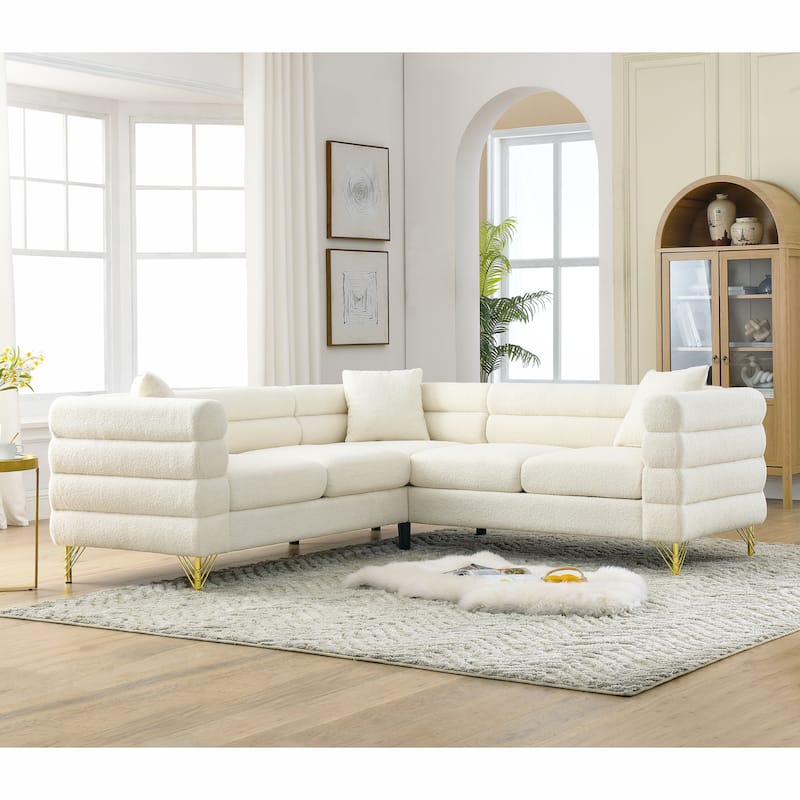 Roomfitters Modern L-Shaped Sectional Sofa, 81.5" Oversized 5-Seater Couch with Channel Tufted Arms