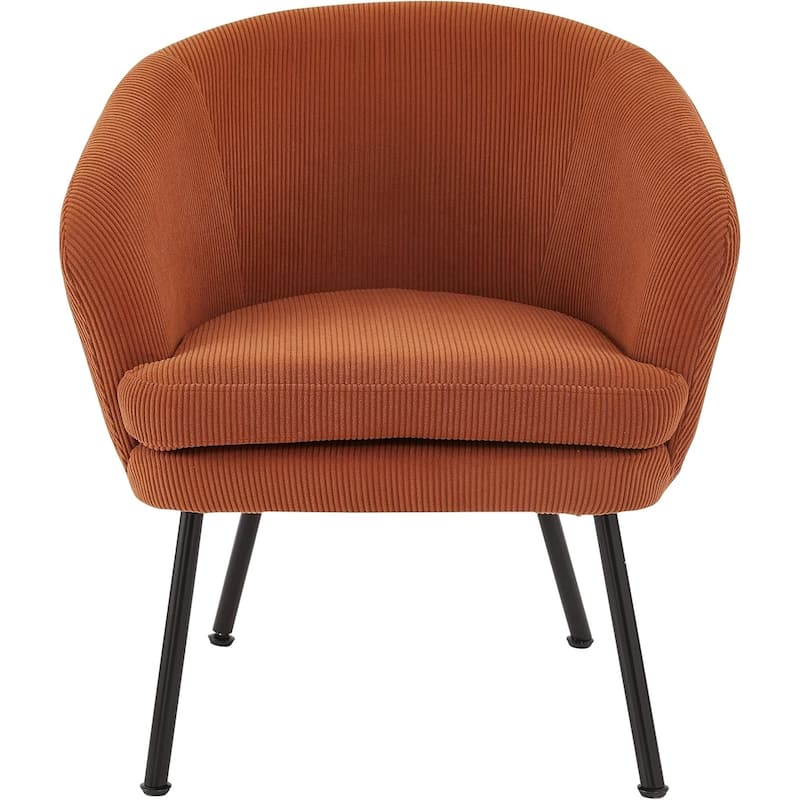 US Pride Furniture Modern Corduroy Accent Chair with Channel Back Design Black Metal Legs and Soft Upholstery