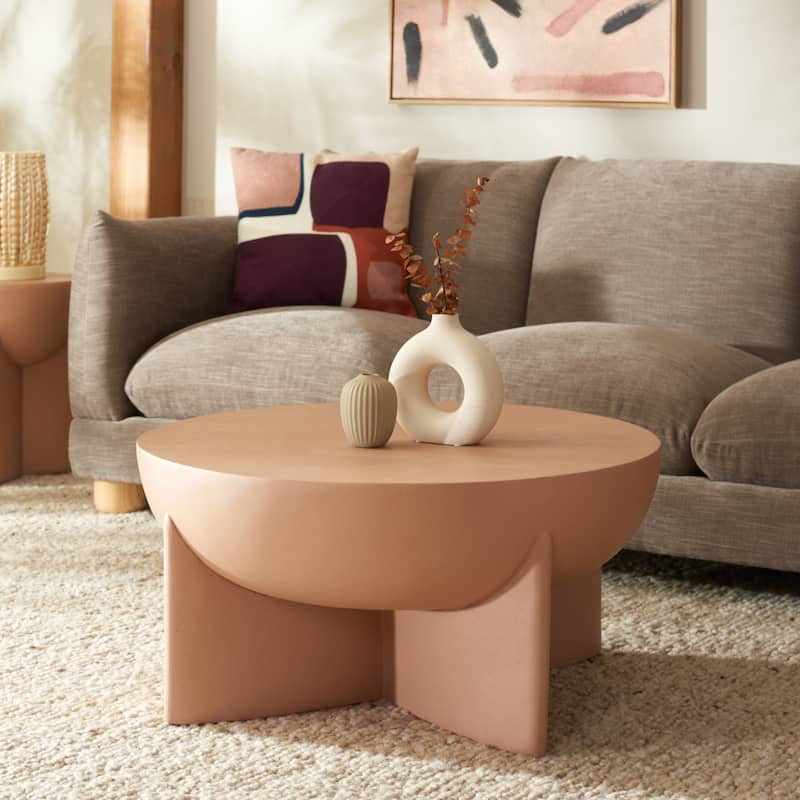 SAFAVIEH Devan Coffee Table (Fully Assembled) - 30"W x 30"D x 14"H - Terracotta