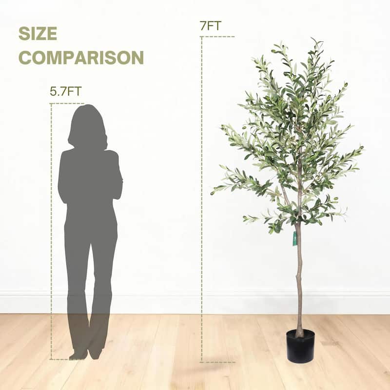 6FT Artificial Olive Tree in Black Plastic Pot, 1pc/set