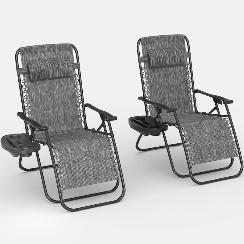 Homall Patio Zero Gravity Chair Lawn Lounge Chair with Pillow Set of 2 - Double Gray