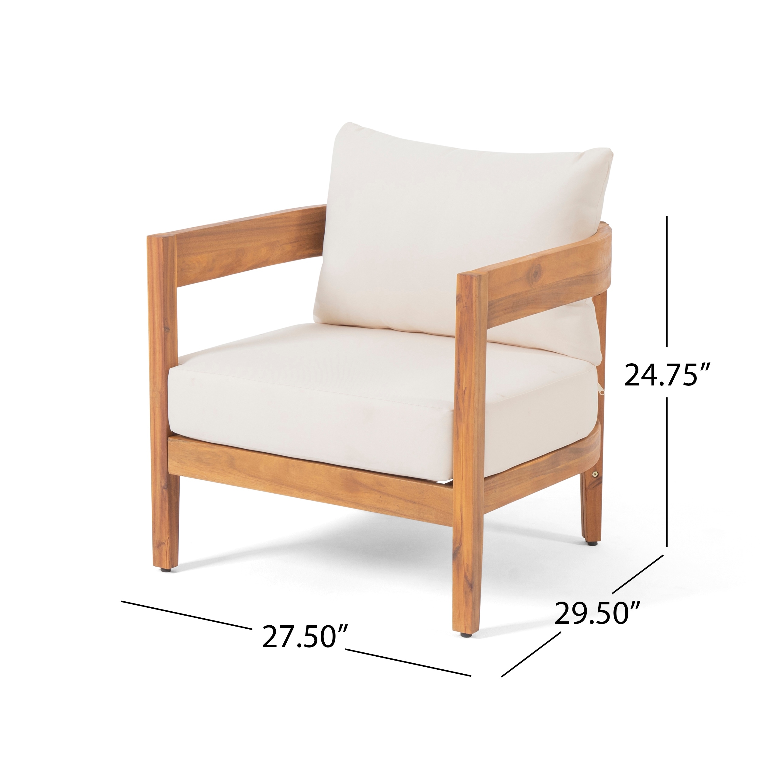Killian outdoor 4 seater finished acacia wood shop club chairs with cushions and fire pit