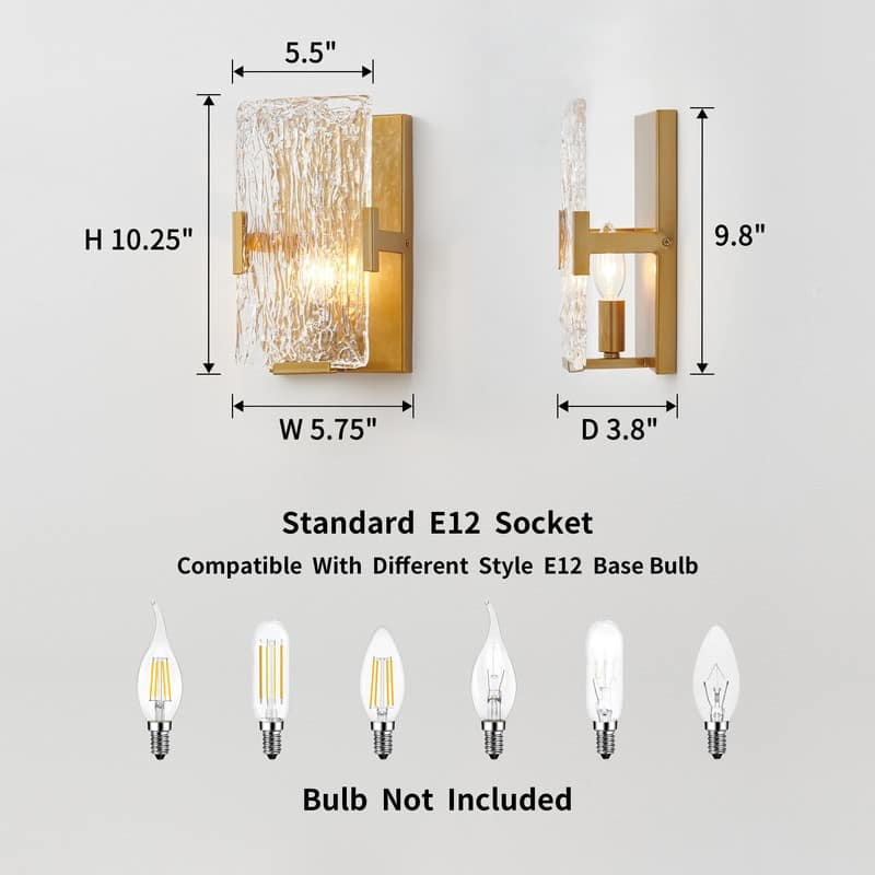 KAWOTI Glam 1- Light Wall Sconce with Textured Glass Shade