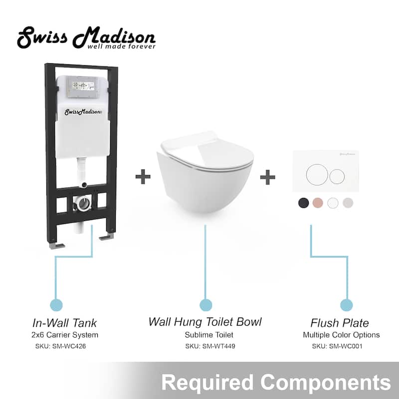Swiss Madison Wall Mount Toilet Actuator Flush Push button Plate