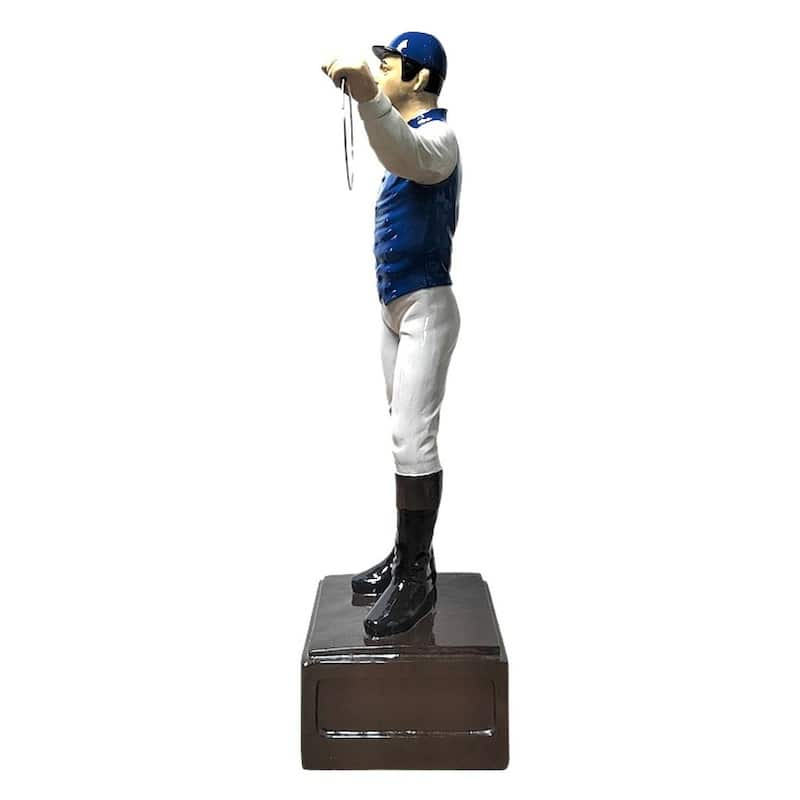 Classic Lawn Jockey Blue White Sleeves Garden Statue