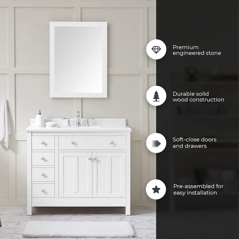 OVE Decors Newcastle Pure White Undermount Sink Vanity with Marble Top
