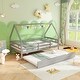 preview thumbnail 4 of 19, Twin House Bed with Trundle and Fence Rail Perfect for Sleepovers