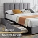 preview thumbnail 43 of 123, Javlergo Bed Frame with Storage Drawers Upholstered Platform Bed Frame with Adjustable Headboard
