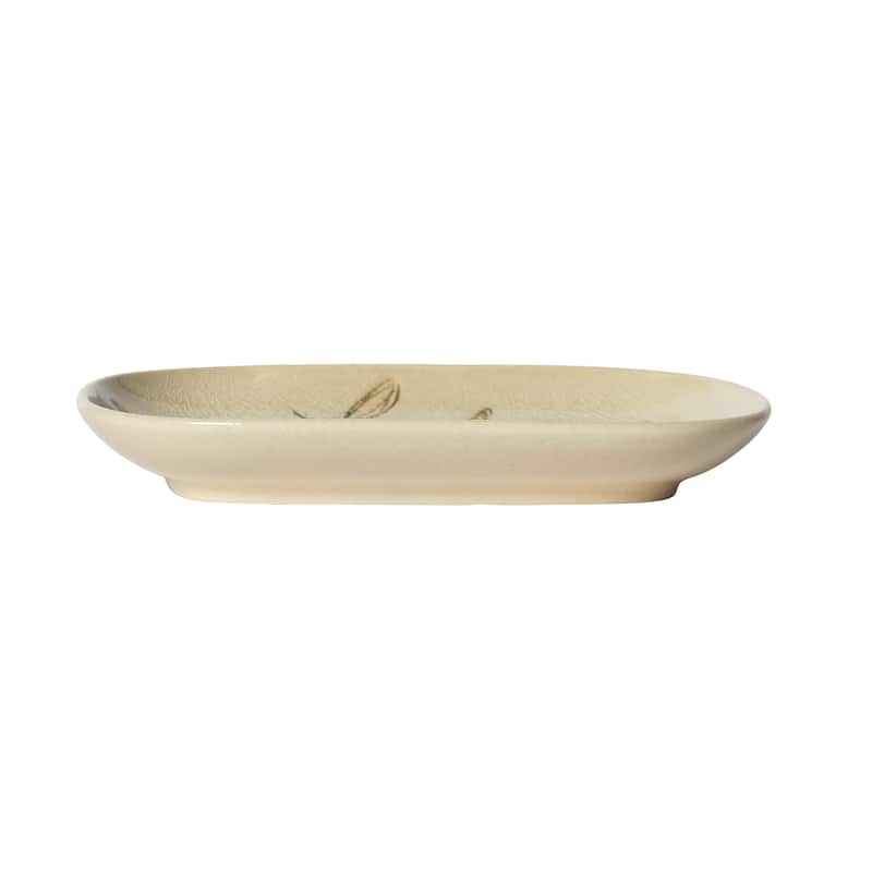 Debossed Stoneware Dish - 6.0"L x 4.1"W x 0.8"H