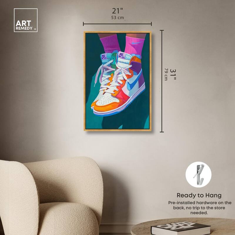 Colorful Sneaker Jump Canvas by Art Remedy