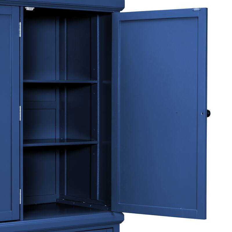 Roomfitters Kitchen Pantry Organizers and Storage Kitchen Cabinet, Hutch with Microwave Stand, 4 Drawers, Spice Racks