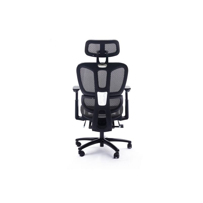 26 Inch Office Chair, Reclining, Footrest, Caster Wheels, Black Mesh