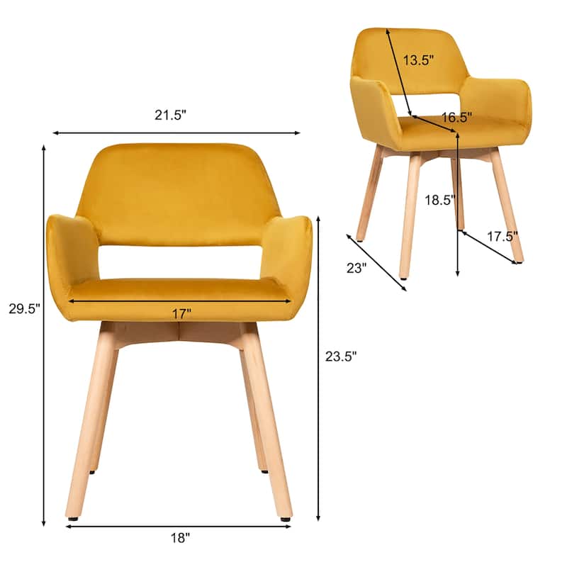 Costway Set of 4 Modern Accent Armchairs Velvet Fabric Leisure Chairs - 21.5''x 23''x 29.5'' (Lx Wx H)