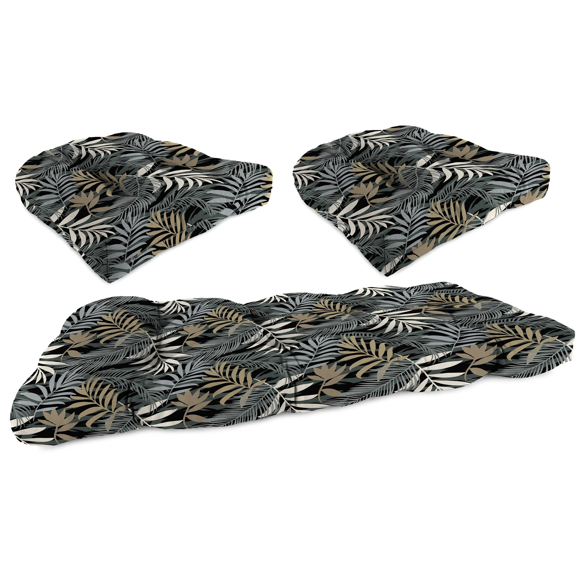 Outdoor Wicker Cushion Set for Bench and 2 Seats - 18'' L x 44'' W x 4'' H