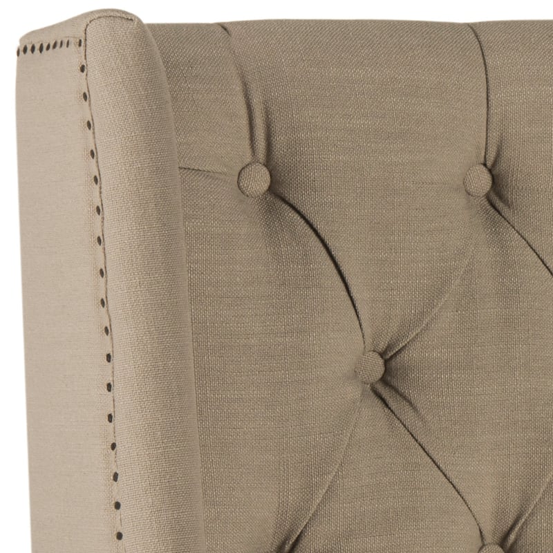 SAFAVIEH Shandra Taupe Linen Upholstered Tufted Wingback Headboard (Full)