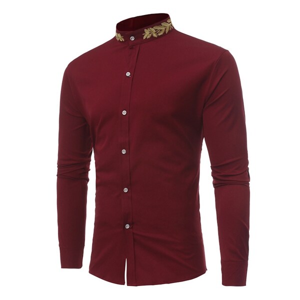 mandarin collar slim fit shirt