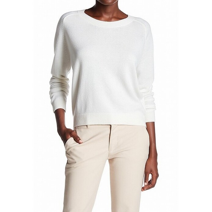 Vince. White Women's Size XS Ribbed Trim Crewneck Cashmere Sweater Vince. White Women's Size XS Ribbed Trim Crewneck Cashmere Sweater