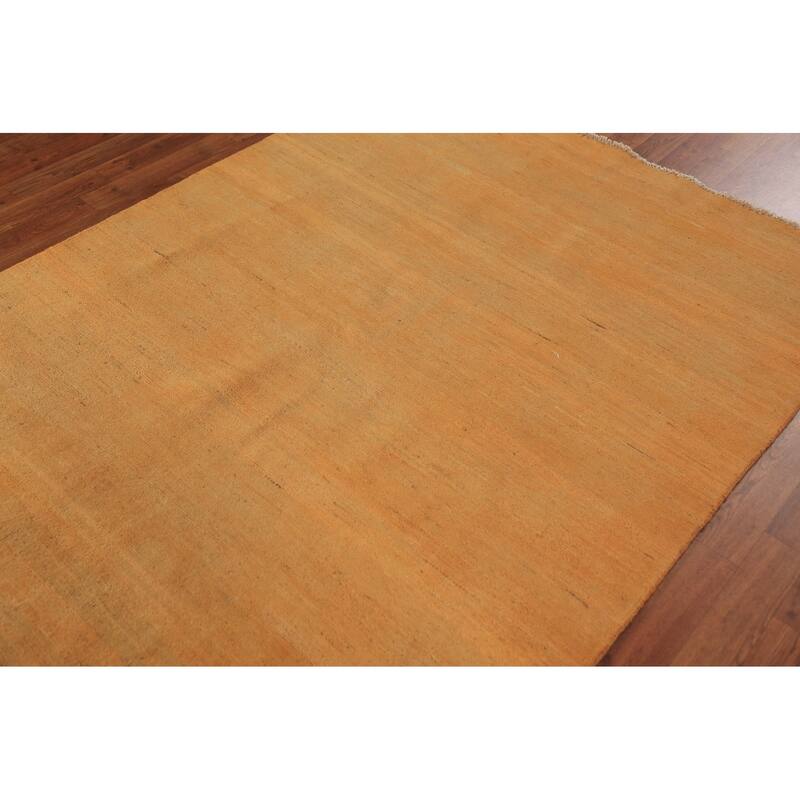 Orange & Yellow Gabbeh Modern Area Rug Handmade Wool Carpet - 4'11" x 6'6"