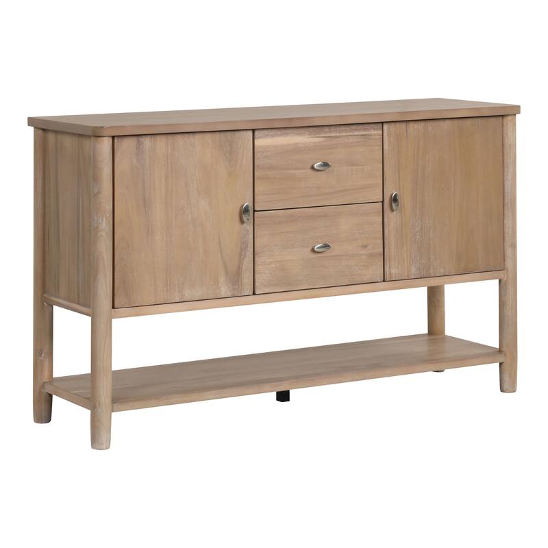 Furniture of America Neme Natural Wood 2-Drawer Dining Server with Open Shelf