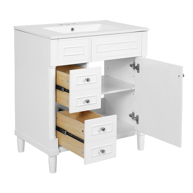 Bathroom Vanity Accents Cabinet with Soft-Close Drawers and Basin Sink