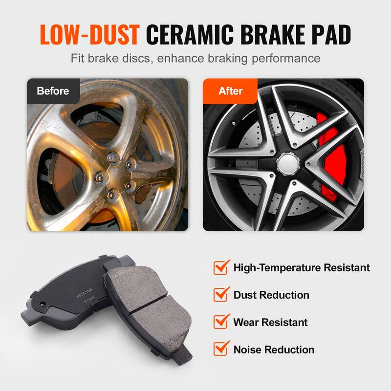 Front and Rear Brake Kit Drilled and Slotted Brake Rotors Ceramic Brake Pads Replacement