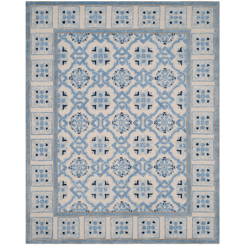SAFAVIEH Handmade Bella Rodica Modern Floral Wool Rug - 9' x 12' - Ivory/Blue