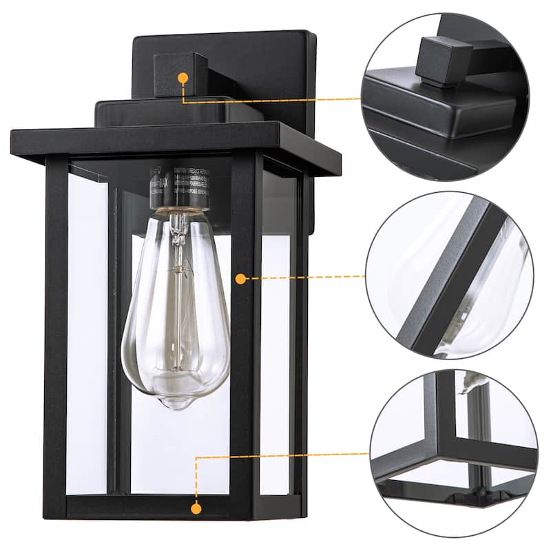 C Cattleya 2-Pack 1-Light Black Outdoor Wall Sconces Exterior Wall Light