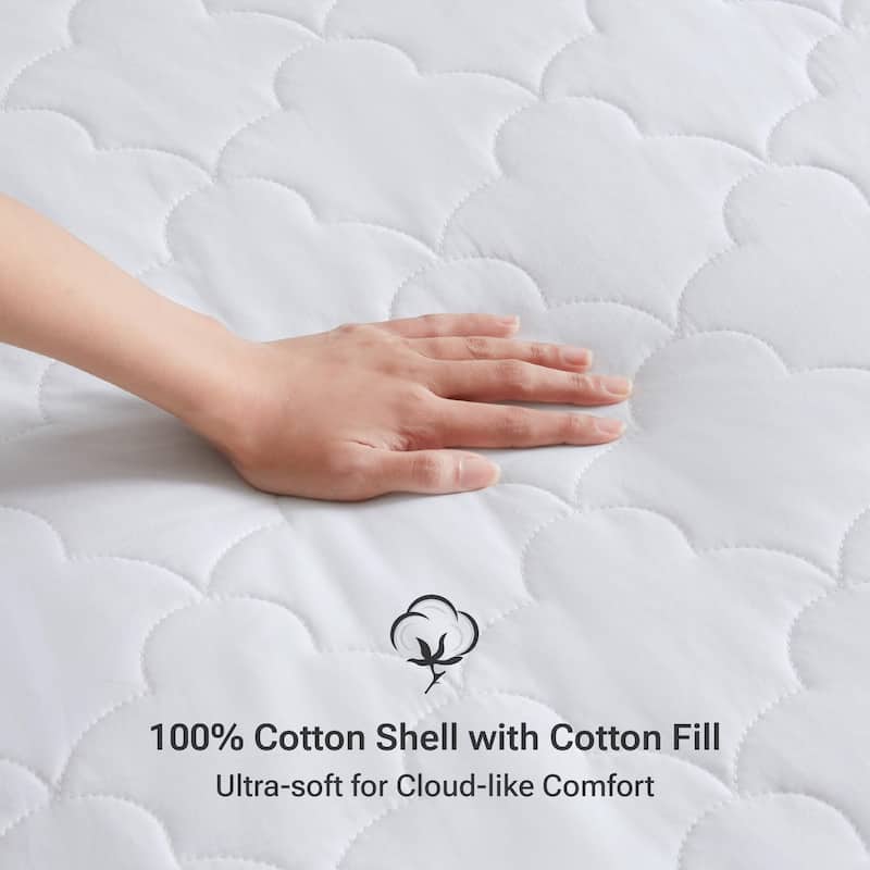 Madison Park All Natural Cotton Percale Quilted Mattress Pad
