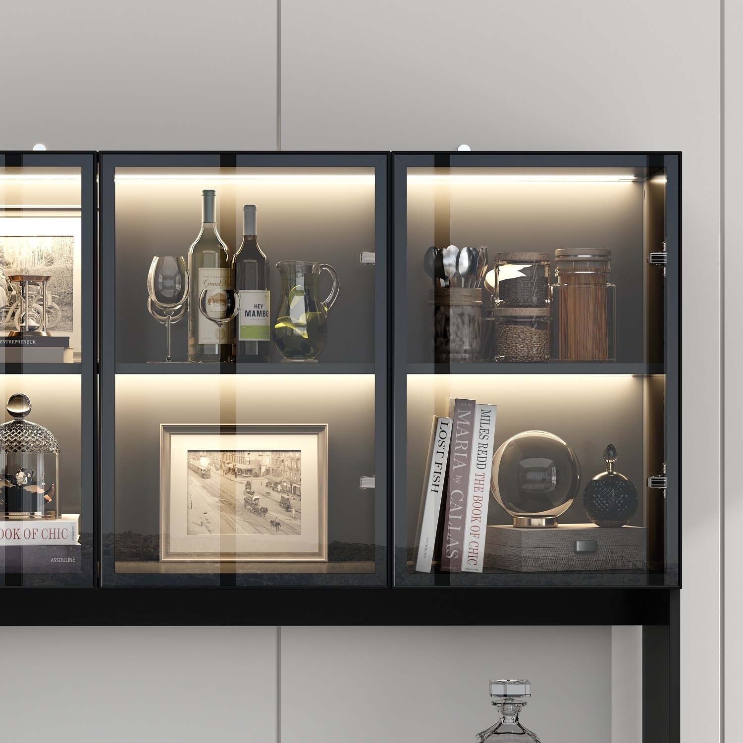 Sleek Modular Curio Wine Cabinet Storage Solution with Glass Doors - On Sale  - Bed Bath & Beyond - 37991212