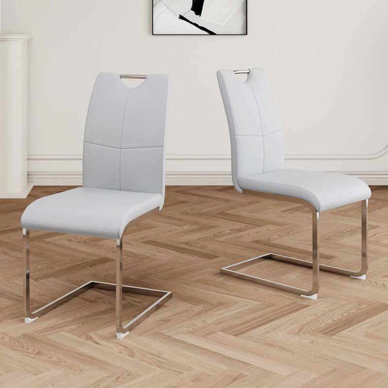 PU Dining Chair living room Chair(Set of 2) - Gray
