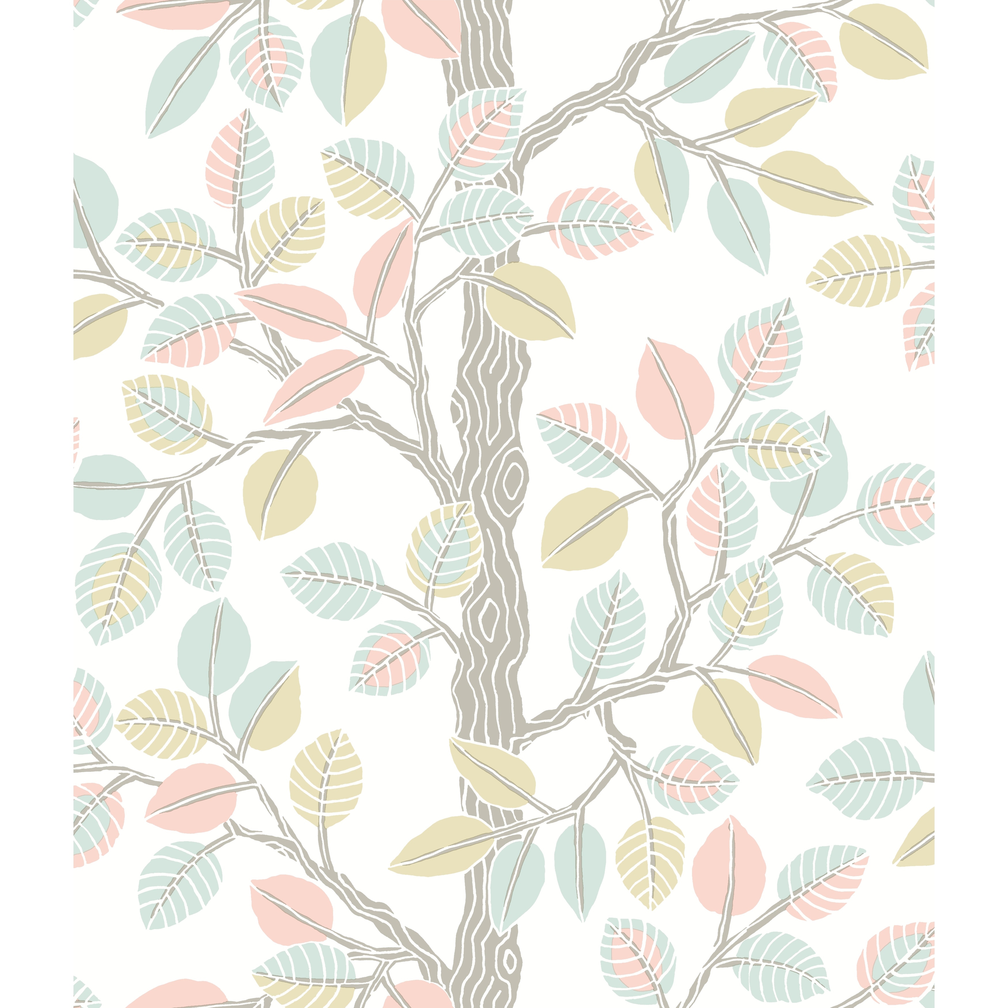York Wallcoverings Forest Leaves Pink & Mint Peel & Stick Wallpaper