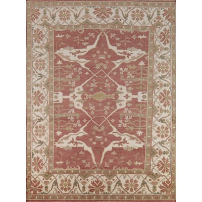 All-Over Oushak Oriental Area Rug Hand-Knotted Wool Carpet - 7'11"x 9'10"