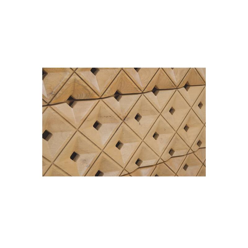 NADAAL STUDIOS Talric Natural Mango Wood 6-Drawer Dresser with Geometric Carved Front