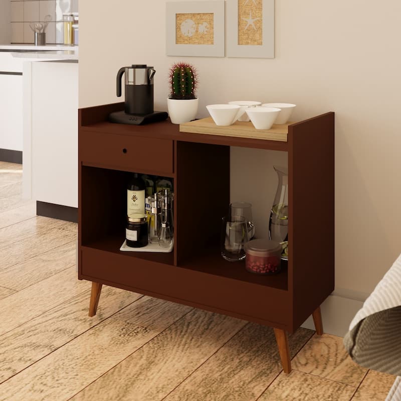 Boahaus Bar Cabinet Modern Wood Storage Shelves - Brown