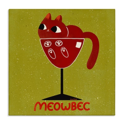 Stupell Meowbec Cat Wine Canvas Wall Art Design By Carrie Cantwell