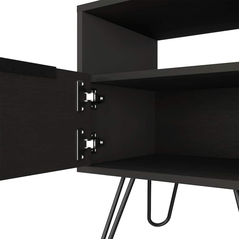 Nightstand 22"H,One Open Shelf,Single Door Cabient,Hairpin Legs,for Bedroom,Hallway,Nightstand Bedside Table Furniture