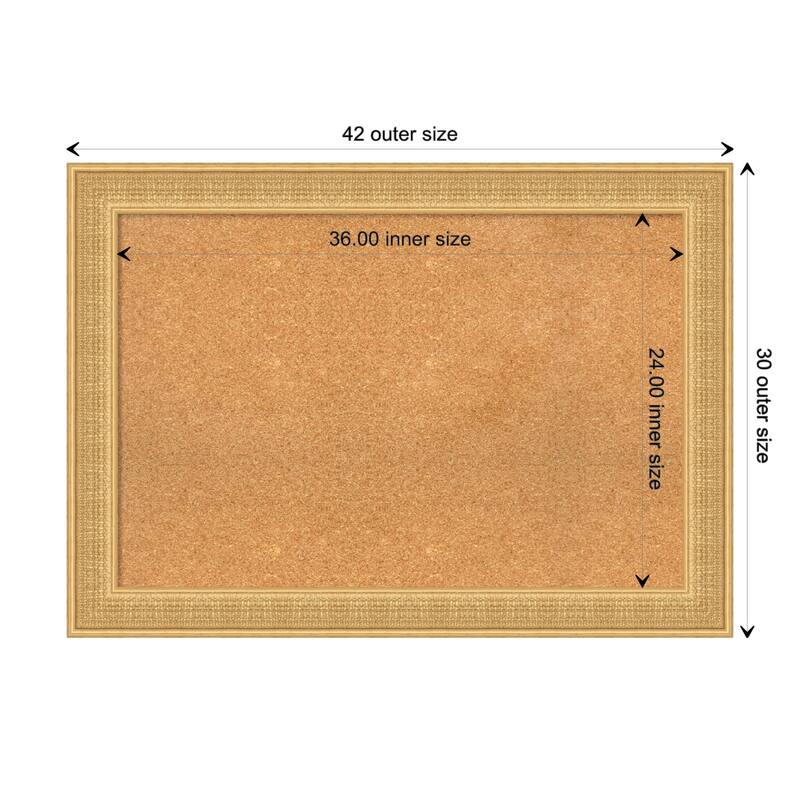 Trellis Wood Framed Natural Corkboard Bulletin Board - Trellis Gold - Board Size 36x24