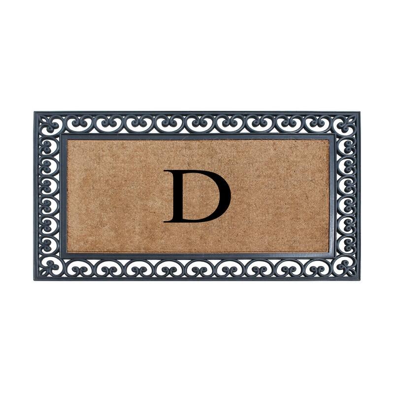 A1HC Natural Rubber and Coir Monogrammed Front Porch Entry Doormat 30"X48" - D