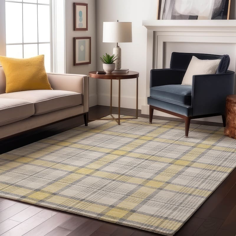 Premium Washable Super Soft Plaid Mayfield Rug - Yellow - 8' x 10'